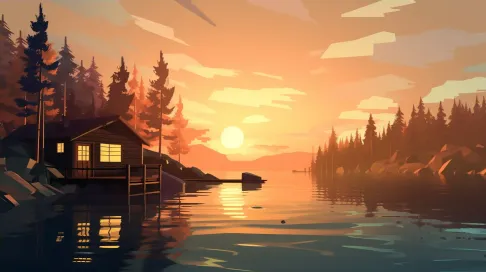 Lakeside Cabin Low Poly