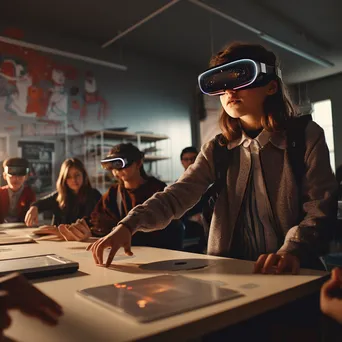 Students using smart glasses during tech-enhanced classroom lesson - Image 1