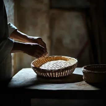 Beautifully woven basket illuminated on a table - Image 4