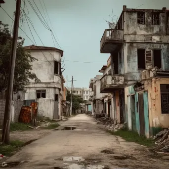 Rundown neighborhood showing effects of urban poverty - Image 1