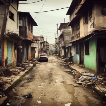 Rundown neighborhood showing effects of urban poverty - Image 4