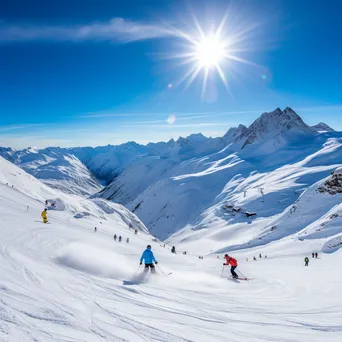 Skiers on Snowy Mountain