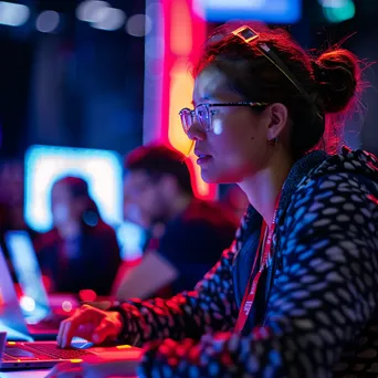 Programmer presenting her work at a tech conference. - Image 4