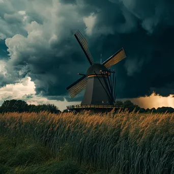 Windmill against stormy clouds - Image 4