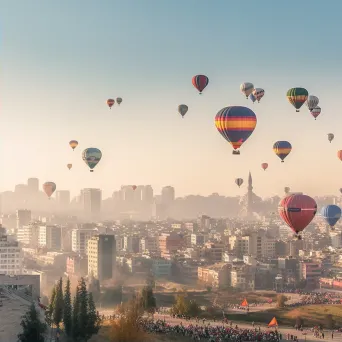 Hot air balloons above a city skyline during a celebration - Image 2