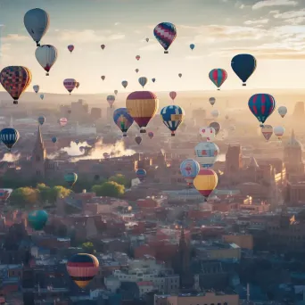 Hot air balloons above a city skyline during a celebration - Image 4