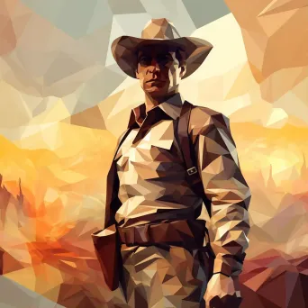 Low poly cowboy in a nostalgic western setting - Image 1