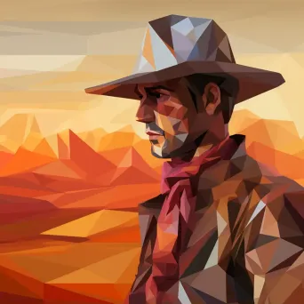 Low poly cowboy in a nostalgic western setting - Image 2