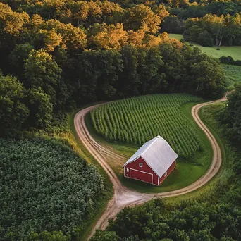 Aerial view of traditional barn in farmland - Image 4