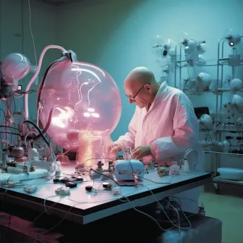 Digital art of a scientist examining an alien artifact in a high-tech lab - Image 2