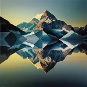 Image of mountain range reflected on a dawn lake - Image 2