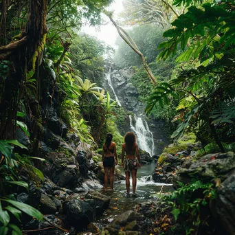 A couple standing in front of a hidden waterfall - Image 3