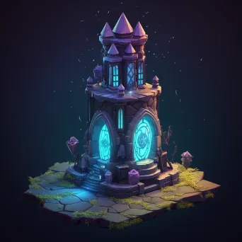 Isometric view of a low poly mage