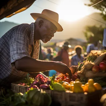 Busy Farmer’s Market with Organic Produce