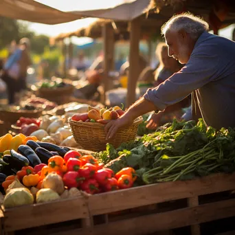 People shopping at a busy farmer