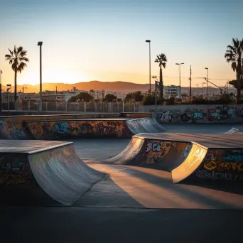 Evening skate park portrayed with a graffiti art style - Image 3