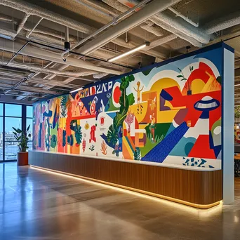 Mural illustrating company core values in a modern office environment - Image 2