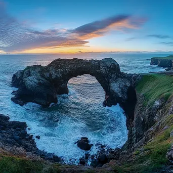 Rock arch on coast with waves at dawn - Image 4