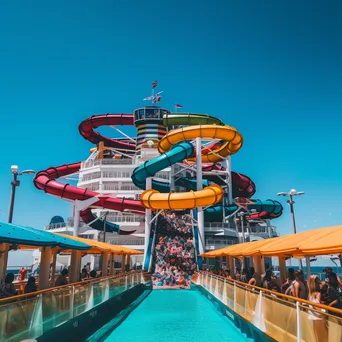 Families enjoying water park on cruise ship. - Image 1