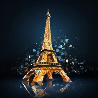 Eiffel Tower at Night in Low Poly