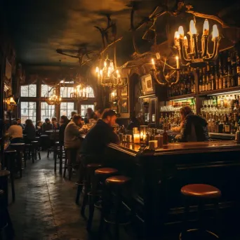 Cozy pub with warm lighting and patrons - Image 1