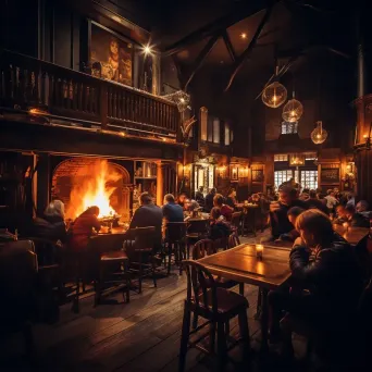 Cozy pub with warm lighting and patrons - Image 2