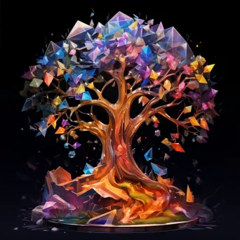 Low poly cosmic tree Yggdrasil in a spectrum of cosmic colors - Image 4