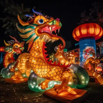 Chinese lantern festival with dragon dances and festive decorations - Image 1