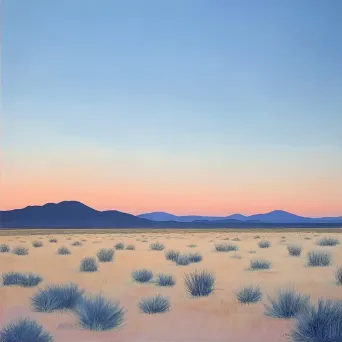 Sparse, pastel-hued minimalistic depiction of a desert vista at twilight - Image 2