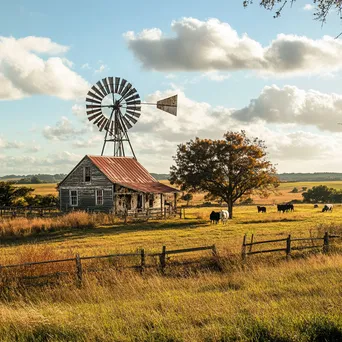 Old-fashioned windmill near farmhouse - Image 2