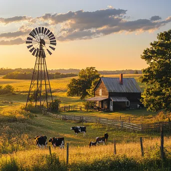 Old-fashioned windmill near farmhouse - Image 3