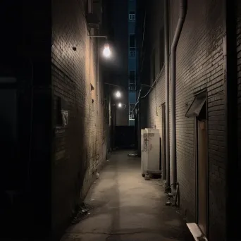 Sparse urban alleyway with street lamp shot on iPhone 13 Pro - Image 1