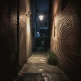 Sparse urban alleyway with street lamp shot on iPhone 13 Pro - Image 3