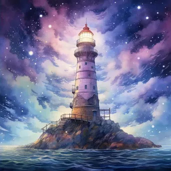 Cloud Lighthouse in Starlit Sky