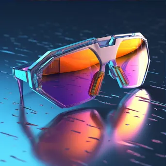 Eccentric low poly sunglasses lit with neon colors and reflecting futuristic chrome - Image 3