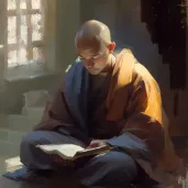 Tranquil monk meditation scene - Image 1