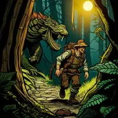 Image showing an encounter with a mythical creature in a wild setting - Image 2