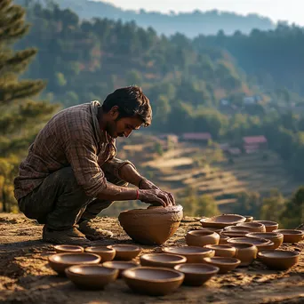 Artisan Finishing Touches on Drying Clay