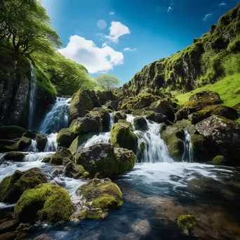 Waterfall cascading over ancient rock formations - Image 3