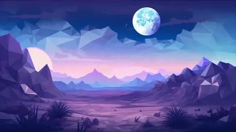 Surrealist moonlit desert in low poly style - Image 3