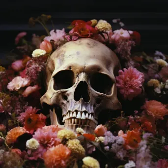 Human skull with blooming flowers - Image 2