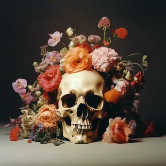 Human skull with blooming flowers - Image 3