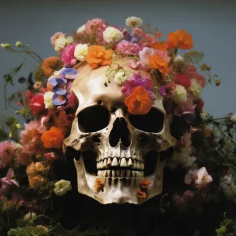 Human skull with blooming flowers - Image 4