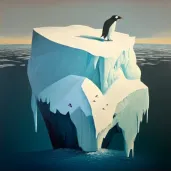 Penguin standing on iceberg in vast icy ocean - Image 2