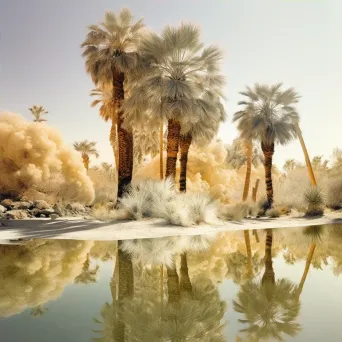 Desert oasis with palm trees and clear spring - Image 4