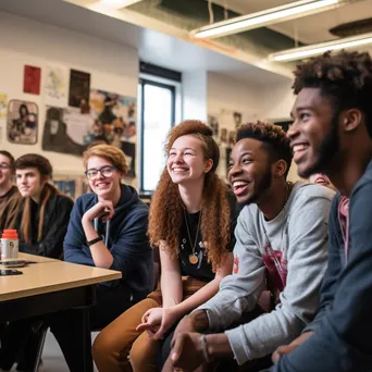 Students debating passionately in a modern classroom environment. - Image 2