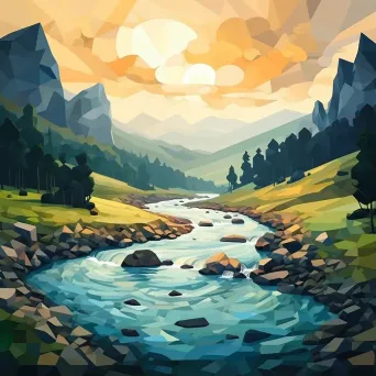 Forest River Low Poly Landscape