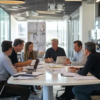 Professionals collaborating over coffee in a conference room - Image 3