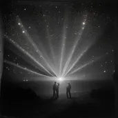 Artistic representation of bright points of light in a dark sky symbolizing star creation - Image 1