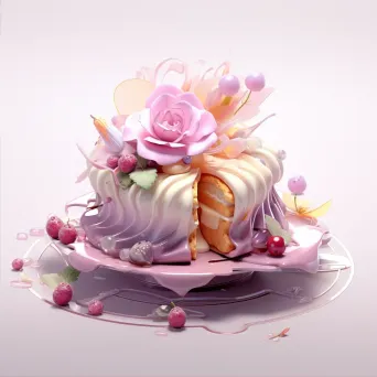 Delicate French pastries in low poly style with Art Nouveau influences - Image 2